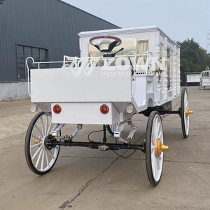 Voiture funéraire électrique blanche à 4 roues pour le transport de cercueil lors des défilés funéraires - Product Image 2