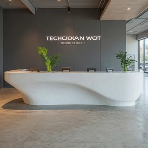 Bàn tiếp tân cong màu trắng hiện đại, hoàn toàn thủ công và tùy chỉnh, phù hợp cho khách sạn/bàn tiếp tân ánh sáng lobbiesled - Product Image 2