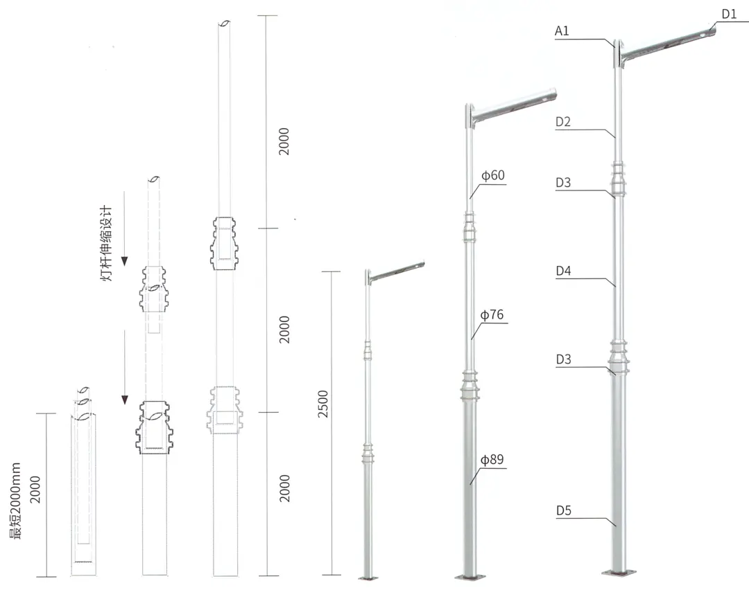 Capteur de mouvement extérieur LED lampadaire solaire pour support