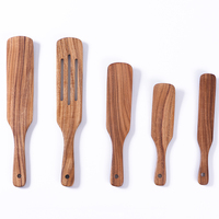 Ensemble de spatules en bois de teck, spatule à steak à long manche, spatule à pizza, spatule de cuisson, poêle antiadhésive en bois, ensemble d'ustensiles de cuisine