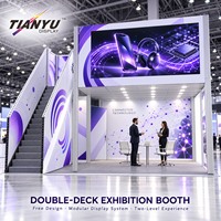 Stand d'exposition professionnel TIANYU Premium en tissu tendu SEG à deux étages pour événements, foires commerciales et salles de réunion