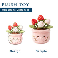 Usine de fabrication sur mesure de jouets en peluche, plantes en pot de fraises, conception OEM à partir d'échantillon, fleurs en peluche pour promotions