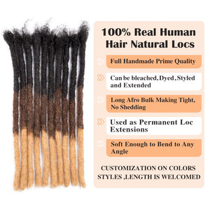 BLT Dreadlocks Cheveux Humains Épaisseur 0,8 cm Cheveux Indiens Remy Bruts Entièrement Faits à la Main Extensions de Locs Souples 8 Pouces - Product Image 2