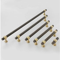 Poignée de meuble en laiton brossé argenté antique, noir et or, bouton de tirage moderne et minimaliste pour armoire et placard, ensemble de leviers de barre