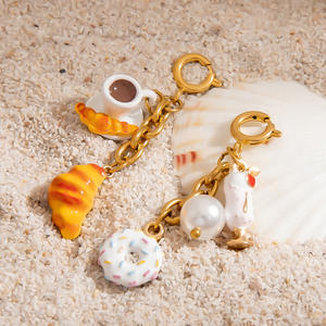 Colgantes de comida de acero inoxidable: taza de café, donut, llavero, cadena para bolso, accesorios de joyería DIY, regalo unisex, origen Yiwu - Product Image 3