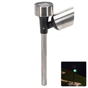Foco solar LED RGB de acero inoxidable para jardín, resistente al agua, ideal para iluminar espacios exteriores y decorar áreas. - Product Image 1
