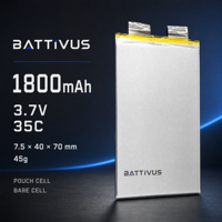 Cellule de batterie LiPo à décharge élevée 3.7V 1800mAh 35C et 5000mAh 70C, vente en gros, pour modèles de voitures RC, cellule nue en sachet, OEM