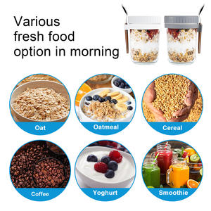 16oz 10oz Portable <b>Glass</b> Breakfast Mason Jars Overnight Oats Jar with <b>Lids</b> and Spoons Reusable Heatable Travel Food <b>Container</b> - Product Image 4