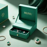 Boîte à bijoux rigide de luxe, emballage personnalisé en papier et carton vert, boîtes cadeaux pour bagues, boucles d'oreilles, colliers