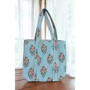 Bolsa de Almuerzo Mini Acolchada de Algodón con Estampado Floral Abstracto, Bolso de Mano con Estampado de Bloques, Bolsas de Compras, Bolsa de Playa, Bolsas de Viaje y Bolsos de Hombro - Product Image 1
