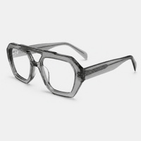 Montures de lunettes optiques en acétate en gros, rectangulaires surdimensionnées, à monture complète, double pont, pour hommes et unisexe, compatibles avec les verres de prescription