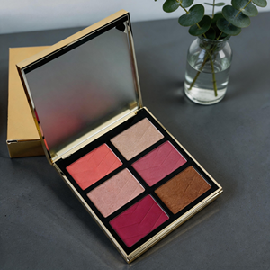 Palette de maquillage visage et yeux six couleurs de haute qualité, effet minéral mat chatoyant, tons clairs, avec logo personnalisé, fard à paupières, <span class=keywords><strong>blush</strong></span> et illuminateur - Product Image 2