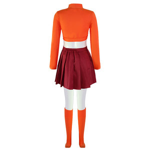 Disfraz de Halloween para Mujer, Disfraz de Cosplay con Peluca, Disfraz de Anime de <span class=keywords><strong>Velma</strong></span>, Disfraz de Personaje de Película, Uniforme Naranja - Product Image 4