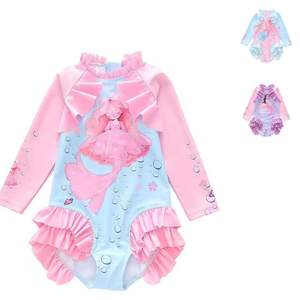 Maillot de bain une pièce pour enfants filles, avec fermeture éclair décorative sur le bas des pantalons - Product Image 1