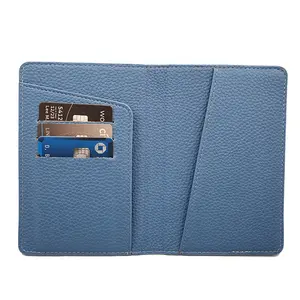 Slim Vegan Pebble Grain Luggage Tag Travel Gift Set Custom RFID PU Leather Passport Holder Cover