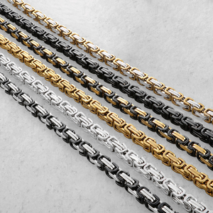 Fatingna Byzantine Style Link Chain <span class=keywords><strong>Necklace</strong></span> para Homens Jóias da Moda com Prata Vermelho Não-Manchado PVD Aço Inoxidável Banhado a Ouro - Product Image 5