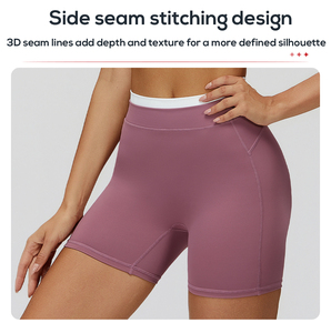 Shorts de sport personnalisés avec logo d'usine, shorts de cycliste athlétiques, pantalons moulants côtelés contrastés, shorts de tennis, shorts de yoga rehausseurs de fessiers avec poches - Product Image 5