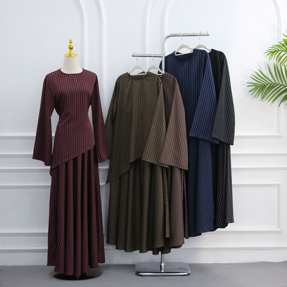 Loriya Islamic Clothing Women's Dresses New Stripe Pattern Top Skirt Co ...