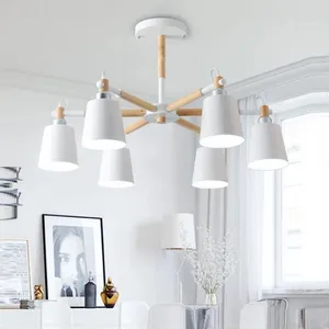 Lustre-candelabro De madera sólida Para Sala De estar, lámpara De hierro, LED, Lustres De iluminación Para Sala De estar, lámpara moderna Para el hogar