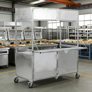 Remolque Plegable Ligero de Acero Inoxidable con 4 Ruedas para Venta Ambulante de Café, Helados, Hot Dogs, Dulces y Chips, Resistente a la Oxidación - Product Image 5