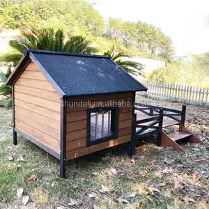 บ้านสุนัขไม้กลางแจ้งแบบเป็นมิตรกับสิ่งแวดล้อม SDD010 บ้านสุนัขขนาดใหญ่พร้อมหลังคาสำหรับสวนหลังบ้าน - Product Image 3