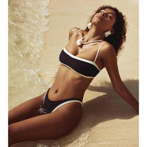 Nieuwe Minimalistische Zwart-Wit Patchwork Bikini Elegant Eendelig Badpak Met Hoge Taille Voor Dames 2024 - Product Image 1