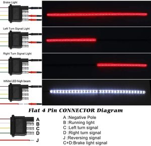 Barra de luz de puerta trasera Flexible para maletero rojo y blanco de 60 ", señal de giro de freno inverso, tira de luces LED para correr, 1,2 M y 1,5 M - Product Image 4