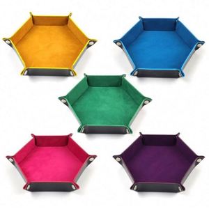 Bandeja de Dados Cuadrada Plegable de Cuero PU Personalizada con Patrón Geométrico para Juegos de Mesa RPG DND - Diseño Portátil y Duradero - Product Image 2