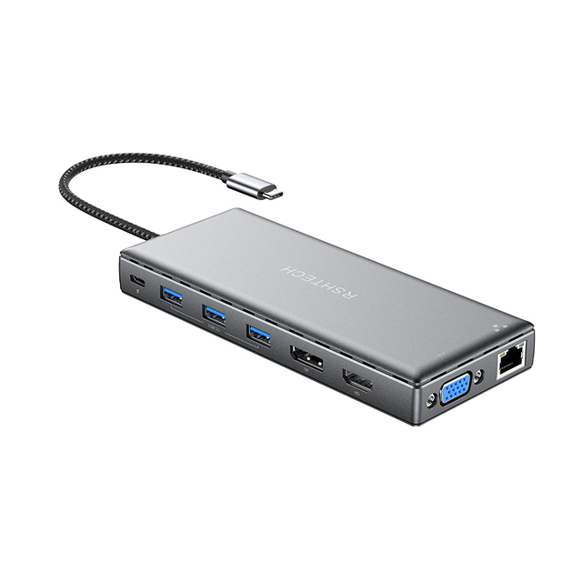 6 7 8 9 10 11 15 in 1 USB C HUB with RJ45 HDTV DP 4K@60Hz PD 100W Audio SD/TF VGA USB C 3.0 5/10Gbps Docking Station