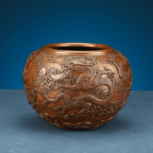 Pot rond en cuivre en forme de dragon, ornement fait à la main pour salon, bureau, décoration de la maison, cadeau - Product Image 2