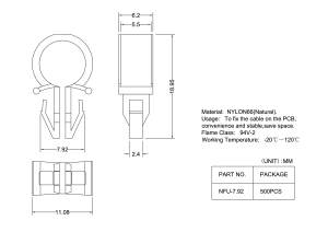 Braçadeiras de cabo de plástico nylon natural, braçadeiras de fio - Product Image 2