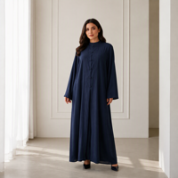 Mexizo 2026 Frog Button Abaya Muslim Kerah Tegak Gaun Maxi Dengan Saku Samping Elegan Sederhana Dubai Islami Abaya Kasual Harian