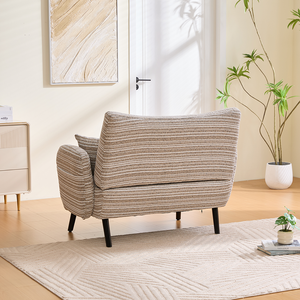 Sofá de Dos Plazas Moderno con Tapizado Bouclé, Reposabrazos Ultracómodos, Almohadas para Reposabrazos y Bolsillos de Almacenamiento, Sofá Cama Profundo - Product Image 5