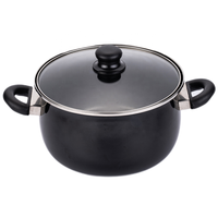 Casserole de cuisine en fonte d'aluminium pour restaurant avec couvercle en verre
