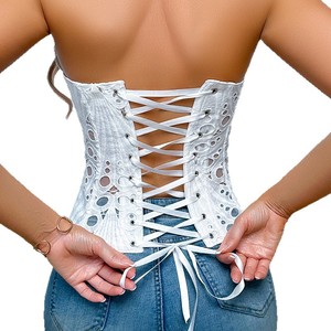Costume da donna nero corsetto con corsetto reggiseno stringato in pizzo con corsetto Sexy <span class=keywords><strong>senza</strong></span> <span class=keywords><strong>spalline</strong></span> <span class=keywords><strong>Bustier</strong></span> Top - Product Image 4