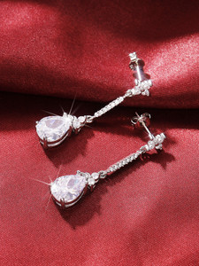 Orecchini Pendenti a Goccia in Cristallo Bianco a Forma di Pera per Donne, Eleganti Accessori per Uso Quotidiano e Feste - Product Image 3