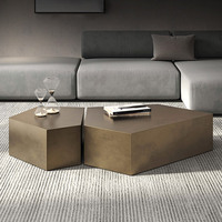 Table basse moderne de luxe léger, géométrique irrégulière avec coins arrondis en acier inoxydable pour salon, hôtel, café, décoration intérieure