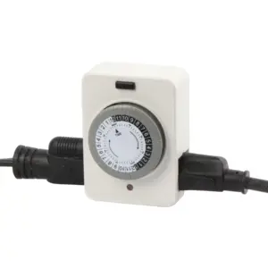 Indoor Dual Outlet Timers Heavy-Duty Mechanical 24-Hour 3-Prong Design For Lamps Indoor Lighting And Christmas Lights