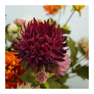 Wholesale Quality Factory Silk Artificial Flower Long Stem 2 Heads Comb Chrysanthemum Flower