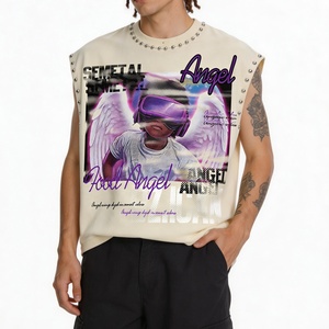 เสื้อยืดทรงบ็อกซี่พิมพ์ลายกราฟิกตามสั่ง ผ้าฝ้าย 100% เสื้อยืดแขนกุดโอเวอร์ไซส์ คุณภาพสูง เนื้อผ้าหนา เสื้อกล้ามผู้ชาย - Product Image 1