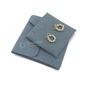 Factory Fashion <b>Earring</b> Canvas Envelope Pouch High-quality Leather Envelope Pouch with Button Jewelry <b>Gift</b> Velvet Leather Pouch - Product Image 4