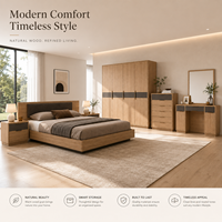 Ensemble de meubles de chambre à coucher modernes en bois, lit king-size sur mesure, armoire, table de chevet, commode, coiffeuse pour la maison, le salon et l'hôtel