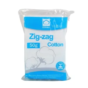 Algodão absorvente zig zag para feridas, 25g, 50g e 100g, com aprovação CE ISO, algodão zig zag