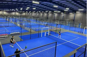 Sistem lapangan padel lengkap, struktur baja, kaca, rumput tenis Padel populer sistem padel lengkap olahraga