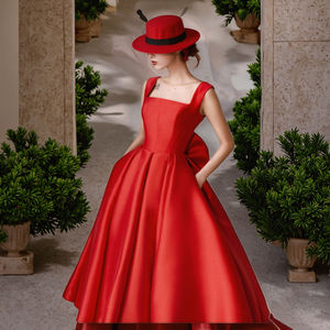 Longue robe <span class=keywords><strong>de</strong></span> bal en Satin blanc longueur au sol femmes Empire drapé col <span class=keywords><strong>bateau</strong></span> Anti-rides automne mariage Photos soirée formelle bal - Product Image 2