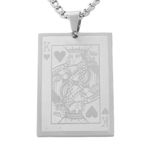 Stainless Steel <b>Playing</b> <b>Card</b> Pendant Queen Of Hearts Men's Necklace Retro Punk Style 120140 - Product Image 3