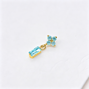 ASTM F136 Titanium CZ Flower Dangle Labret Stud Baguette Cut Crystal Pendant Flat Back <strong>Earrings</strong> Cartilage Helix Piercing Jewelry - Product Image 3