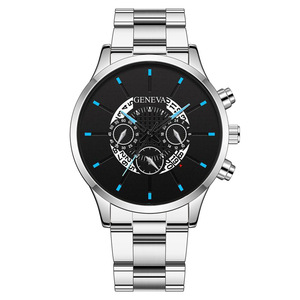Montres-bracelets pour hommes style d'affaires bracelet en acier inoxydable à trois yeux date montre à quartz montres pour hommes à la mode en gros - Product Image 1
