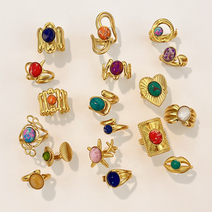 MW Wholesale Factory Directly Non Fading Mix Styles Retro Stones <strong>Rings</strong> Stainless Steel <strong>Moissanite</strong> Adjustable <strong>Men</strong> Women <strong>Rings</strong> - Product Image 4