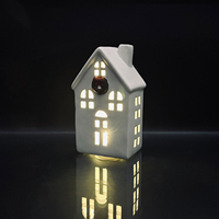Maison en céramique de style art populaire américain personnalisé avec lumières électriques